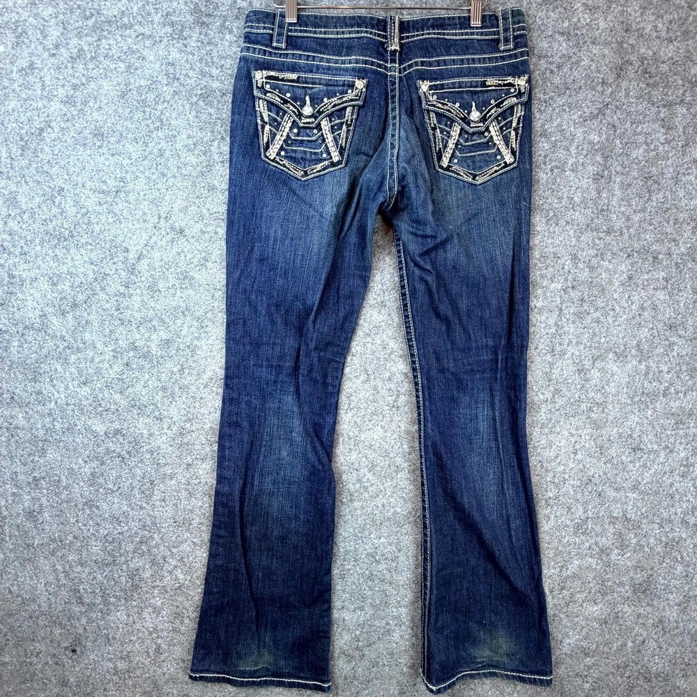 A.N.A. A New Approach Bootcut Jeans Womens 30 Blue Y2K Flap Pockets Embellished